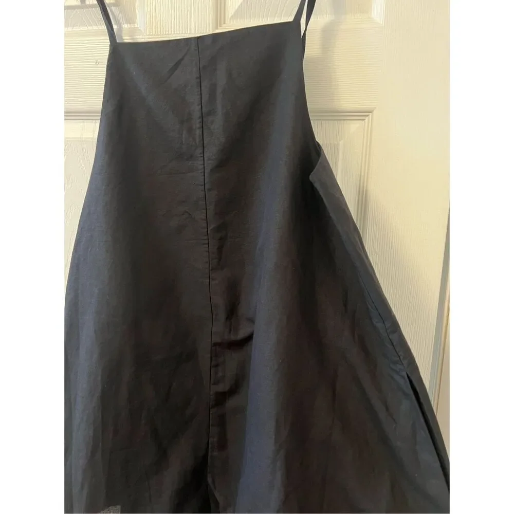 COS Black Tie-Shoulder Linen Blend Romper